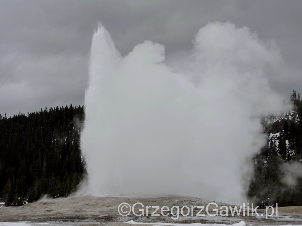 Old Faithful - najsłynniejszy gejzer w Yellowstone.