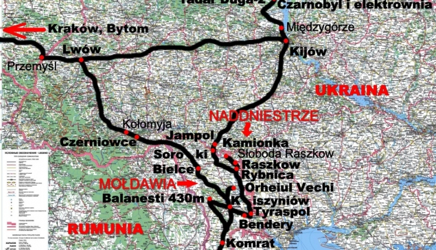 Mapa z zaznaczoną trasą wyjazdu.