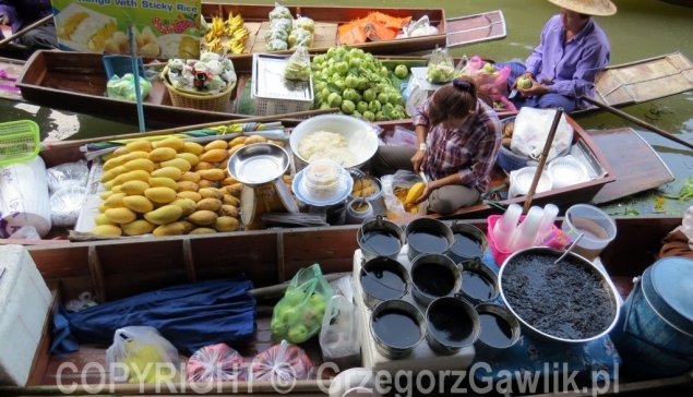 Damnoen Saduk - pływający market, Tajlandia